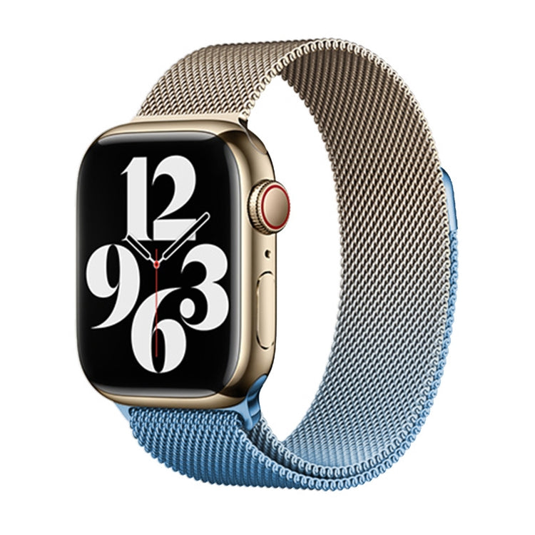 For Apple Watch Series 3 38mm Milan Gradient Loop Magnetic Buckle Watch Band(Gold Blue) - Watch Bands by PMC TechLife | Online Shopping South Africa | PMC TechLife