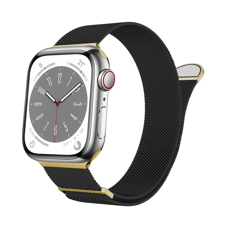 For Apple Watch Series 7 45mm Two Color Milanese Loop Magnetic Watch Band(Black Gold) - Watch Bands by PMC TechLife | Online Shopping South Africa | PMC TechLife