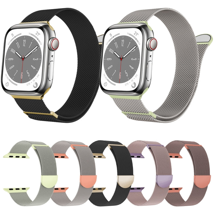 For Apple Watch Series 5 44mm Two Color Milanese Loop Magnetic Watch Band(Black Gold) - Watch Bands by PMC TechLife | Online Shopping South Africa | PMC TechLife