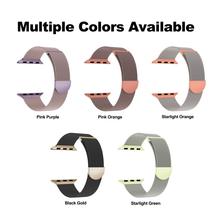 For Apple Watch SE 2022 44mm Two Color Milanese Loop Magnetic Watch Band(Pink Orange) - Watch Bands by PMC TechLife | Online Shopping South Africa | PMC TechLife