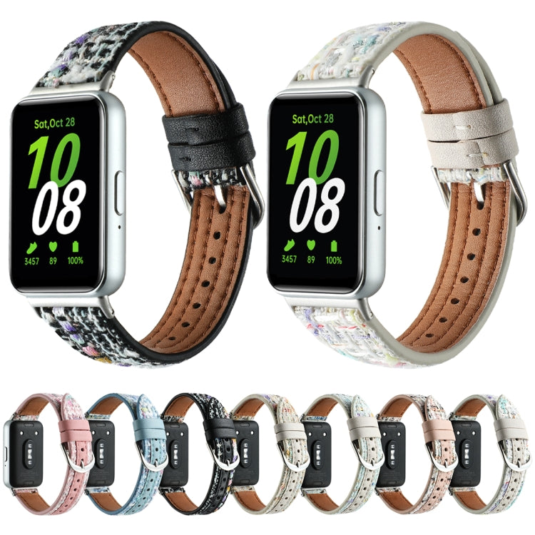 For Samsung Galaxy Fit 3 Woolen Leather Watch Band(Black) - Watch Bands by PMC TechLife | Online Shopping South Africa | PMC TechLife | Buy Now Pay Later Mobicred