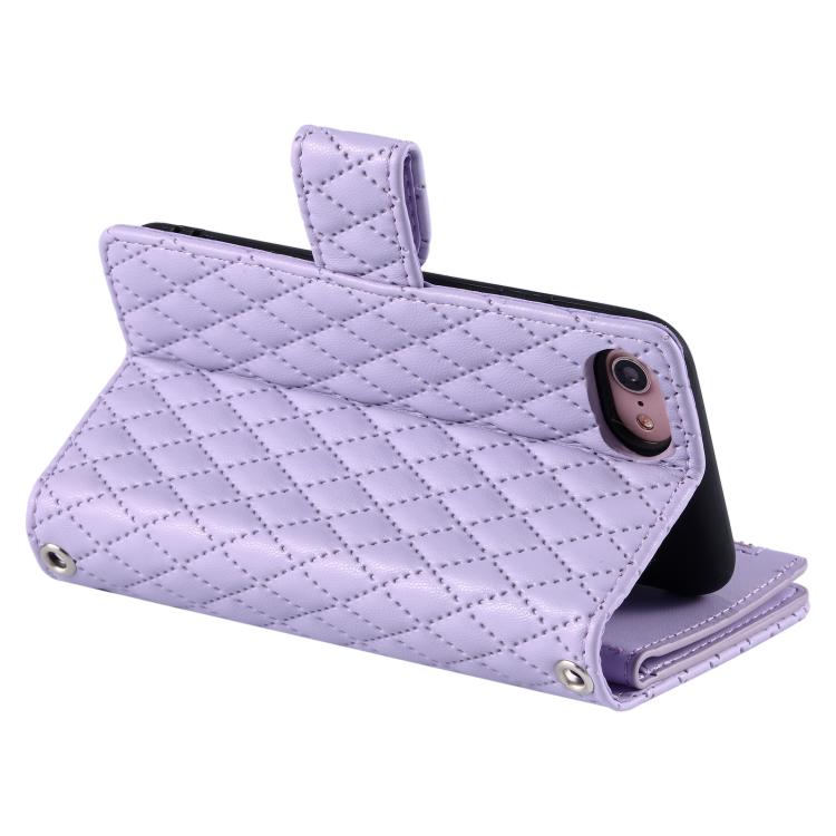 For iPhone 16e Glitter Lattice Zipper Wallet Leather Phone Case(Purple) - iPhone 16e Cases by PMC TechLife | Online Shopping South Africa | PMC TechLife | Buy Now Pay Later Mobicred
