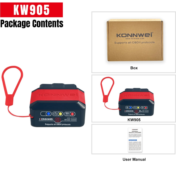 KONNWEI KW905 Bluetooth 5.0 Car OBD2 Scanner Support Android & iOS(Black Orange) - Code Readers & Scan Tools by KONNWEI | Online Shopping South Africa | PMC TechLife | Buy Now Pay Later Mobicred