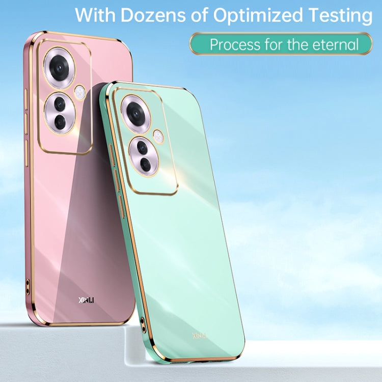 For OPPO Reno11 F XINLI Straight Edge 6D Electroplate TPU Phone Case(Cherry Purple) - free shipping - PMC Jewellery - Order now!