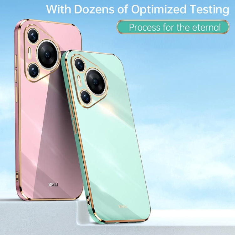 For Huawei Pura 70 XINLI Straight 6D Plating Gold Edge TPU Phone Case(Pink) - Huawei Cases by XINLI | Online Shopping South Africa | PMC Jewellery | Buy Now Pay Later Mobicred