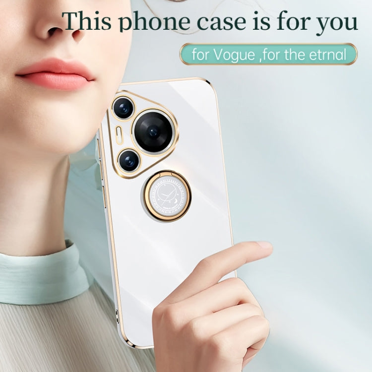 For Huawei Pura 70 Pro / Pura 70 Pro+ XINLI Straight 6D Plating Gold Edge TPU Shockproof Case with Ring Holder(Hawthorn Red) - free shipping - PMC Jewellery - Order now!