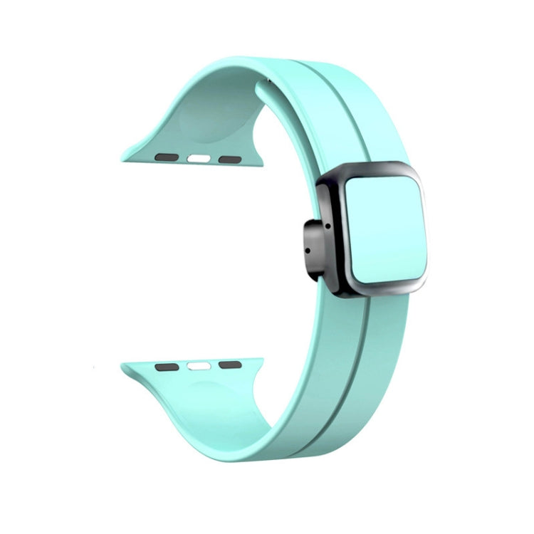 For Apple Watch SE 2023 44mm Magnetic Square Buckle Silicone Watch Band(Sapphire Blue) - Watch Bands by PMC TechLife | Online Shopping South Africa | PMC TechLife