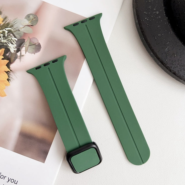 For Apple Watch SE 2023 44mm Magnetic Square Buckle Silicone Watch Band(Alfalfa) - Watch Bands by PMC TechLife | Online Shopping South Africa | PMC TechLife