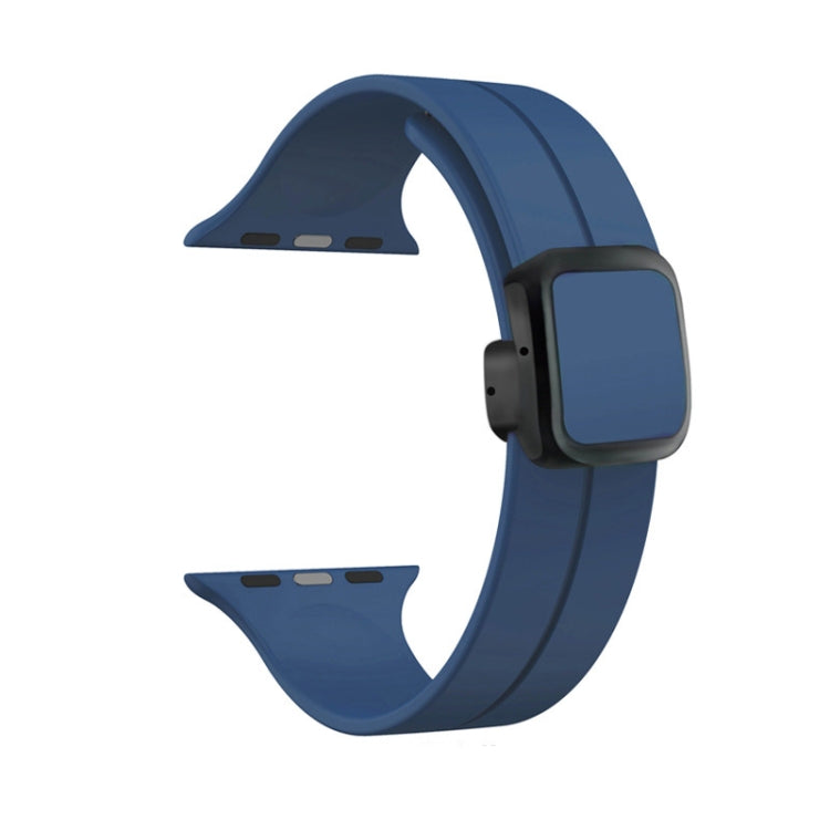 For Apple Watch SE 2023 44mm Magnetic Square Buckle Silicone Watch Band(Midnight Blue) - Watch Bands by PMC TechLife | Online Shopping South Africa | PMC TechLife