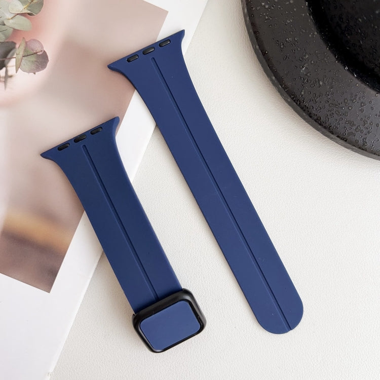 For Apple Watch SE 2023 44mm Magnetic Square Buckle Silicone Watch Band(Midnight Blue) - Watch Bands by PMC TechLife | Online Shopping South Africa | PMC TechLife