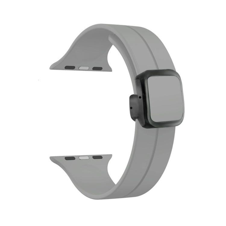 For Apple Watch SE 2023 40mm Magnetic Square Buckle Silicone Watch Band(Cloud Gray) - Watch Bands by PMC TechLife | Online Shopping South Africa | PMC TechLife