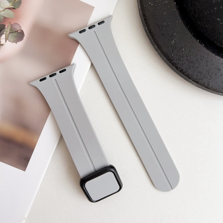 For Apple Watch Series 9 45mm Magnetic Square Buckle Silicone Watch Band(Cloud Gray) - Watch Bands by PMC TechLife | Online Shopping South Africa | PMC TechLife
