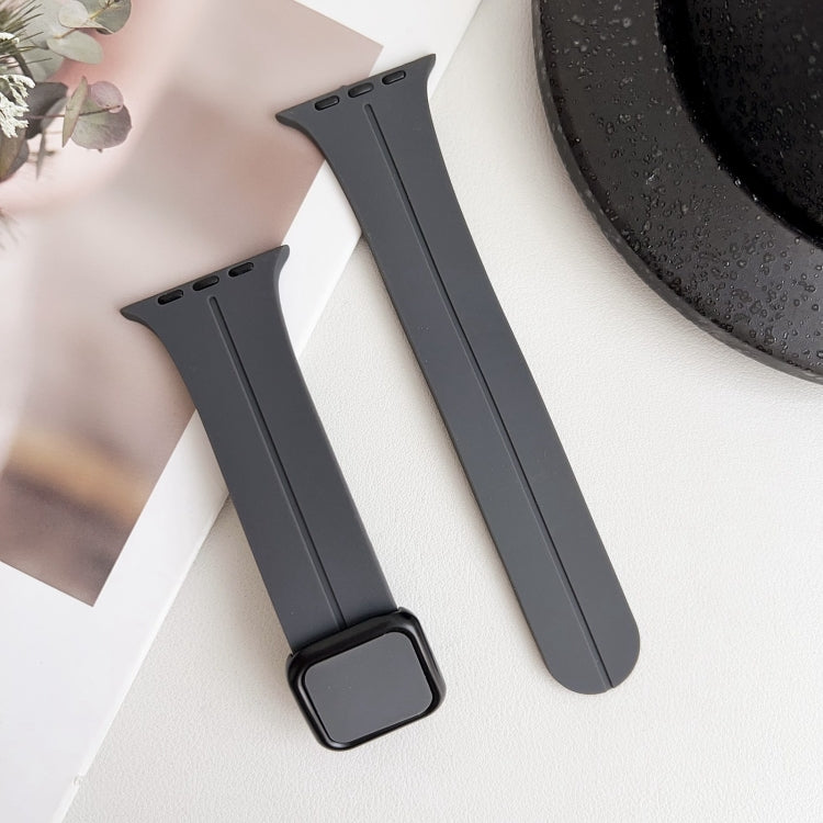 For Apple Watch Series 9 41mm Magnetic Square Buckle Silicone Watch Band(Dark Grey) - free shipping - PMC TechLife - Order now!