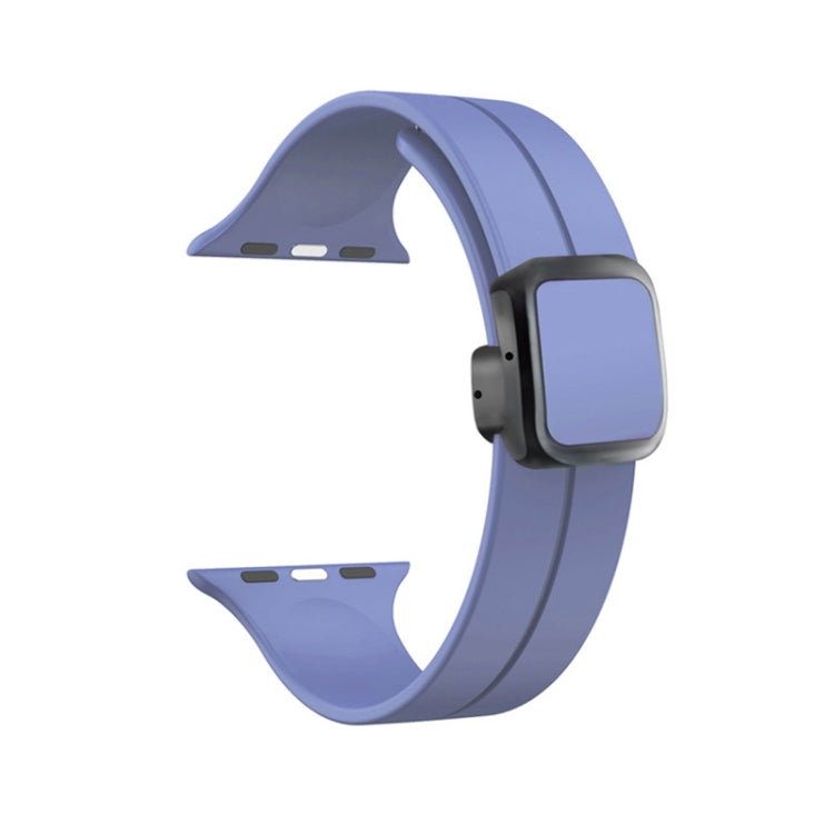 For Apple Watch Series 9 41mm Magnetic Square Buckle Silicone Watch Band(Lilacs Purple) - Watch Bands by PMC TechLife | Online Shopping South Africa | PMC TechLife
