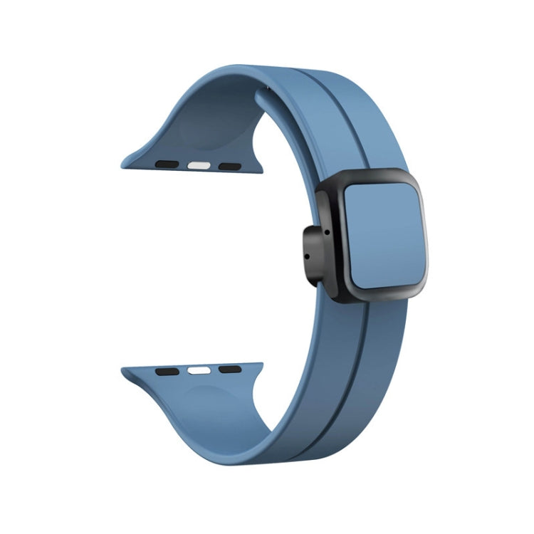 For Apple Watch Series 8 41mm Magnetic Square Buckle Silicone Watch Band(Blue) - Watch Bands by PMC TechLife | Online Shopping South Africa | PMC TechLife