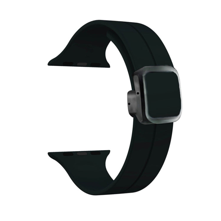 For Apple Watch Series 8 41mm Magnetic Square Buckle Silicone Watch Band(Black) - Watch Bands by PMC TechLife | Online Shopping South Africa | PMC TechLife