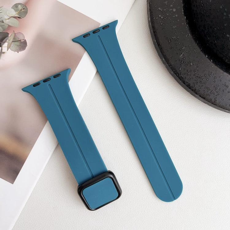 For Apple Watch Series 8 41mm Magnetic Square Buckle Silicone Watch Band(Rock Green) - Watch Bands by PMC TechLife | Online Shopping South Africa | PMC TechLife