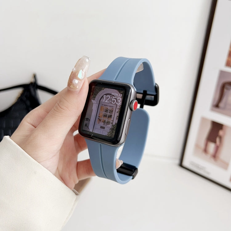 For Apple Watch SE 2022 40mm Magnetic Square Buckle Silicone Watch Band(Blue) - Watch Bands by PMC TechLife | Online Shopping South Africa | PMC TechLife
