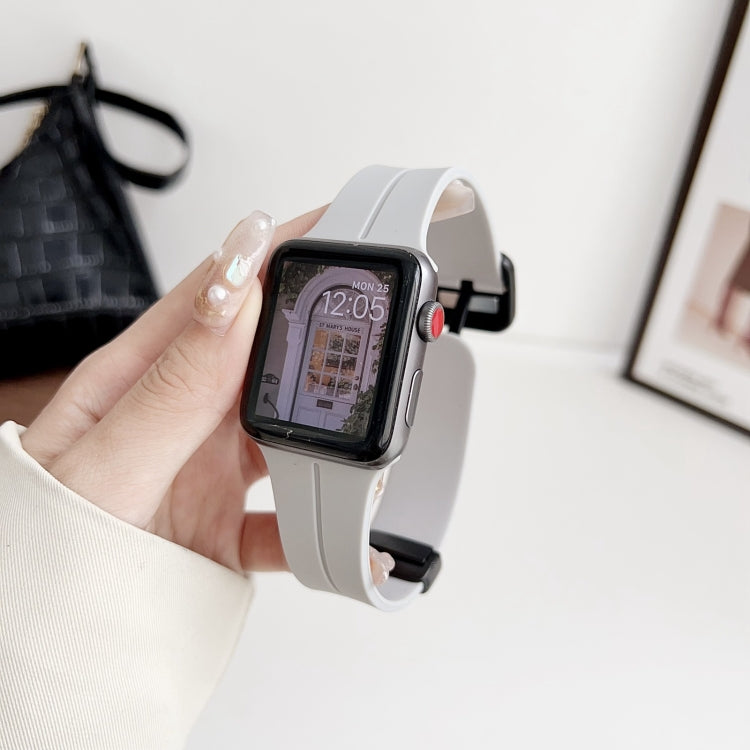 For Apple Watch SE 2022 40mm Magnetic Square Buckle Silicone Watch Band(Cloud Gray) - Watch Bands by PMC TechLife | Online Shopping South Africa | PMC TechLife