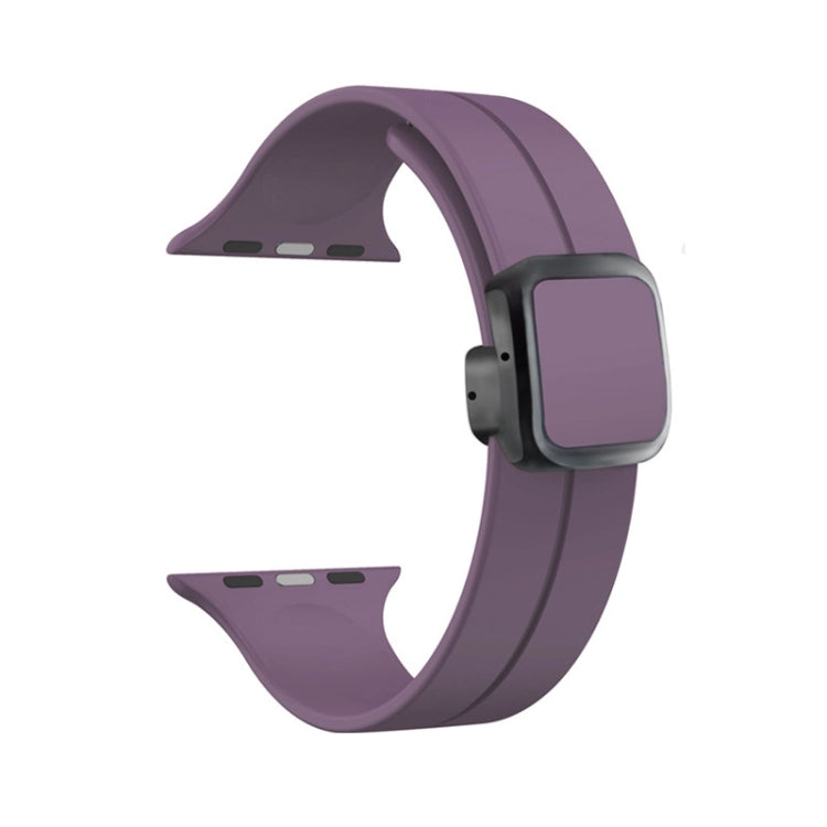 For Apple Watch Series 7 45mm Magnetic Square Buckle Silicone Watch Band(Fruit Purple) - Watch Bands by PMC TechLife | Online Shopping South Africa | PMC TechLife