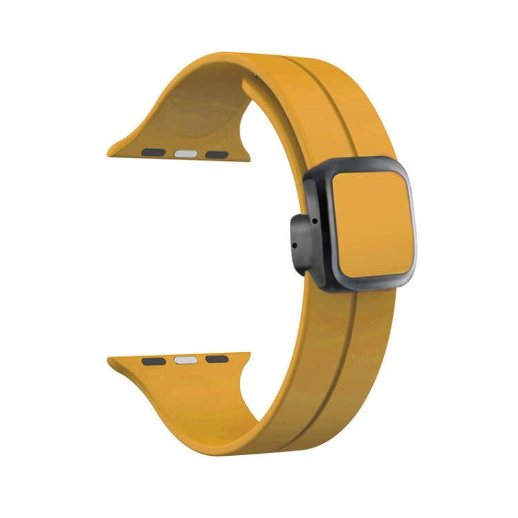 For Apple Watch Series 6 40mm Magnetic Square Buckle Silicone Watch Band(Yellow) - Watch Bands by PMC TechLife | Online Shopping South Africa | PMC TechLife