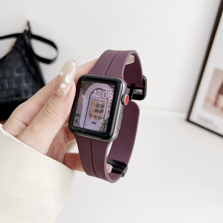 For Apple Watch Series 6 44mm Magnetic Square Buckle Silicone Watch Band(Fruit Purple) - Watch Bands by PMC TechLife | Online Shopping South Africa | PMC TechLife
