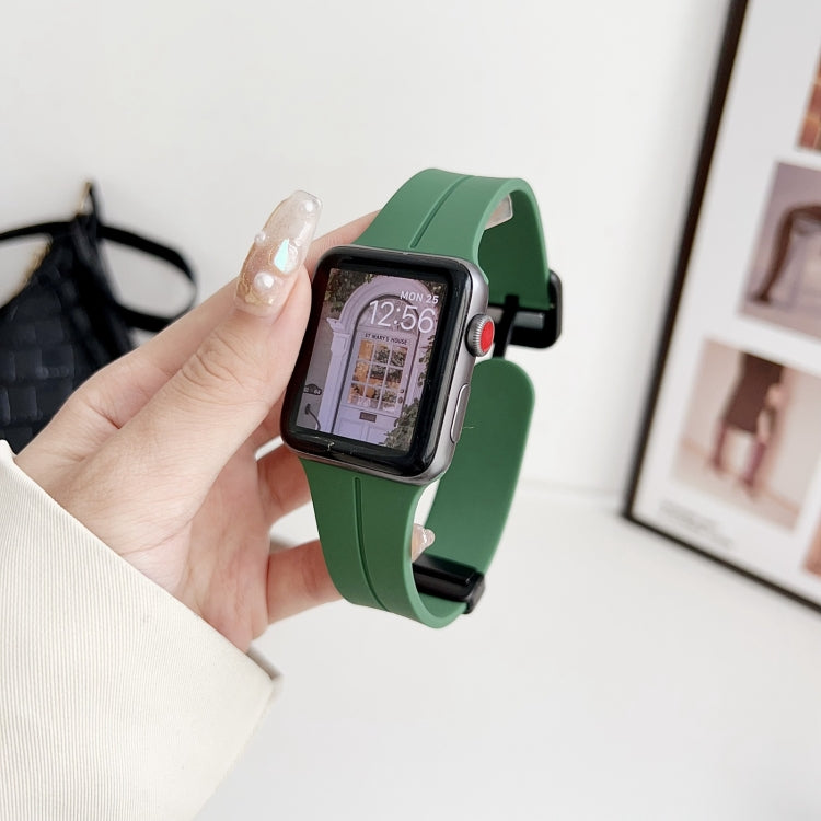For Apple Watch Series 5 44mm Magnetic Square Buckle Silicone Watch Band(Alfalfa) - Watch Bands by PMC TechLife | Online Shopping South Africa | PMC TechLife