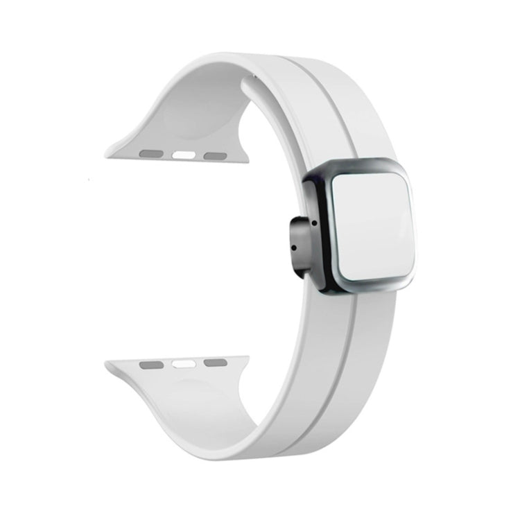 For Apple Watch Series 5 40mm Magnetic Square Buckle Silicone Watch Band(White) - Watch Bands by PMC TechLife | Online Shopping South Africa | PMC TechLife