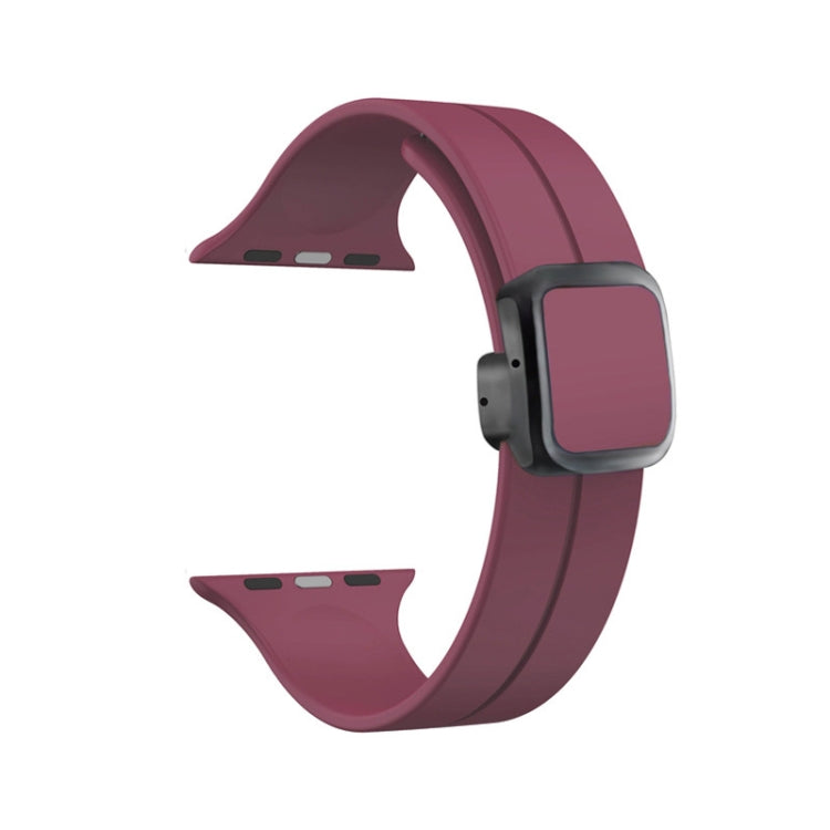 For Apple Watch Series 4 40mm Magnetic Square Buckle Silicone Watch Band(Wine Red) - Watch Bands by PMC TechLife | Online Shopping South Africa | PMC TechLife