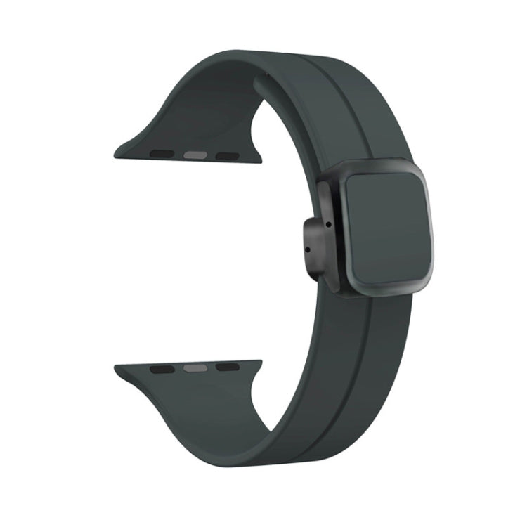 For Apple Watch Series 4 40mm Magnetic Square Buckle Silicone Watch Band(Dark Grey) - Watch Bands by PMC TechLife | Online Shopping South Africa | PMC TechLife