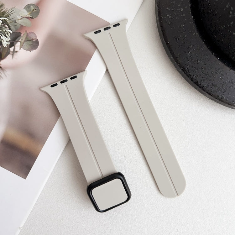 For Apple Watch Series 4 40mm Magnetic Square Buckle Silicone Watch Band(Starlight) - Watch Bands by PMC TechLife | Online Shopping South Africa | PMC TechLife