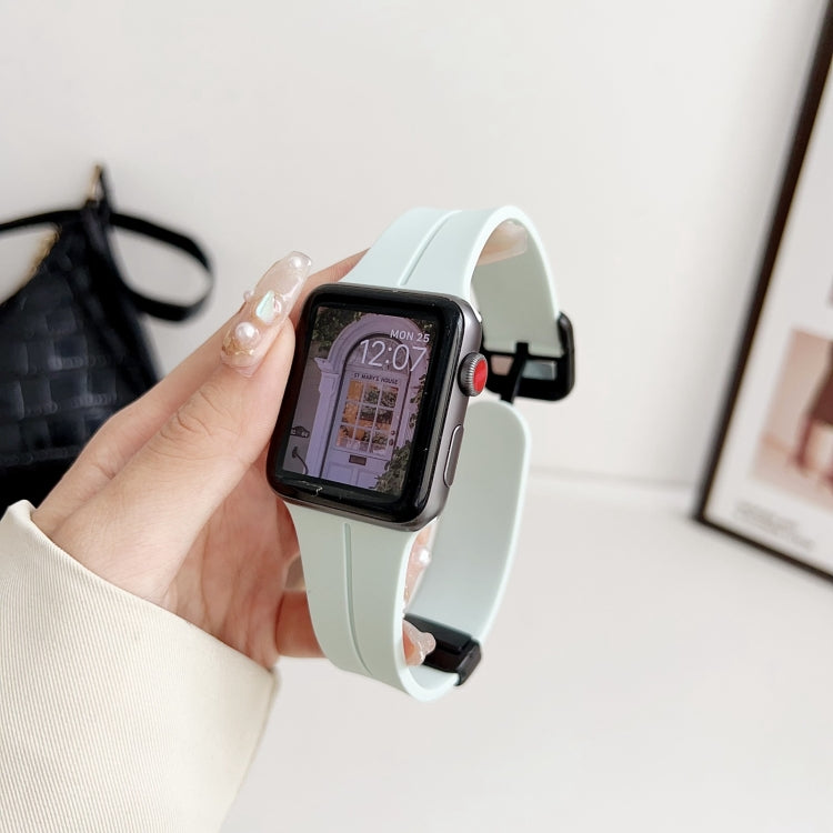 For Apple Watch Series 3 42mm Magnetic Square Buckle Silicone Watch Band(Sapphire Blue) - Watch Bands by PMC TechLife | Online Shopping South Africa | PMC TechLife