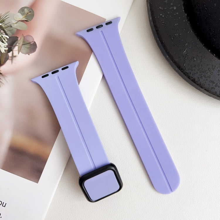 For Apple Watch Series 2 42mm Magnetic Square Buckle Silicone Watch Band(Lilacs Purple) - Watch Bands by PMC TechLife | Online Shopping South Africa | PMC TechLife