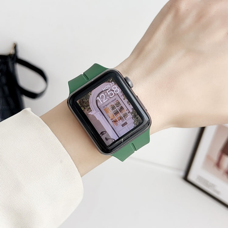 For Apple Watch Series 3 42mm Magnetic Square Buckle Silicone Watch Band(Rock Green) - Watch Bands by PMC TechLife | Online Shopping South Africa | PMC TechLife