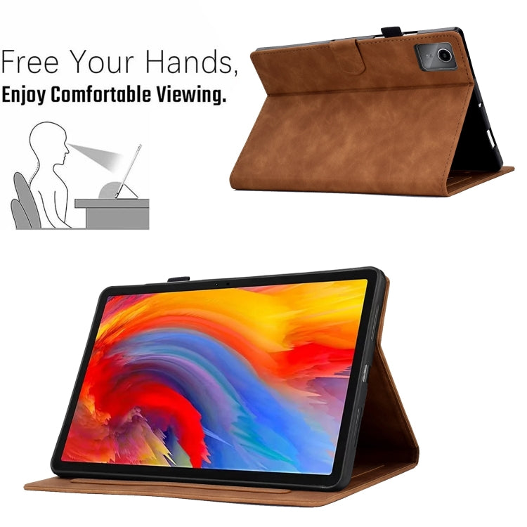 For Lenovo Tab M11 / Xiaoxin Pad 11 2024 Tower Embossed Leather Smart Tablet Case(Brown) - Lenovo by PMC Jewellery | Online Shopping South Africa | PMC Jewellery | Buy Now Pay Later Mobicred