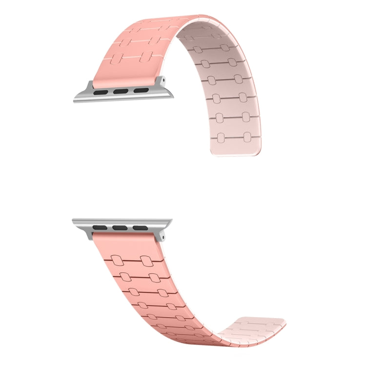 For Apple Watch Series 9 45mm Two Color Loop Magnetic Silicone Watch Band(Peach+Light Pink) - Watch Bands by PMC TechLife | Online Shopping South Africa | PMC TechLife