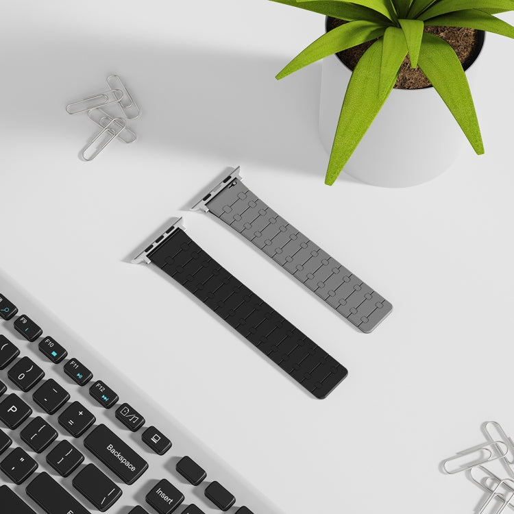 For Apple Watch Series 9 41mm Two Color Loop Magnetic Silicone Watch Band(Black+Grey) - Watch Bands by PMC TechLife | Online Shopping South Africa | PMC TechLife