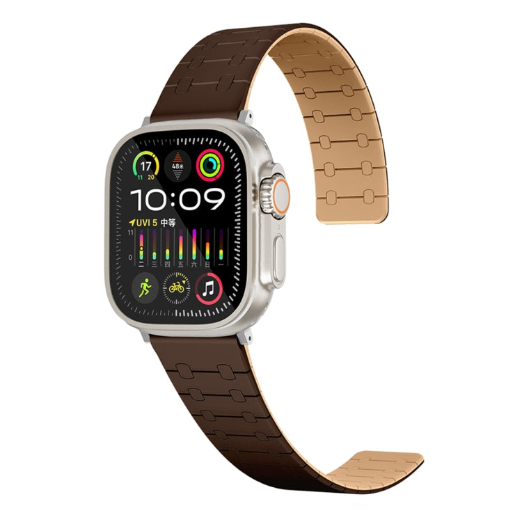 For Apple Watch Series 9 41mm Two Color Loop Magnetic Silicone Watch Band(Dark Brown+Light Brown) - Watch Bands by PMC TechLife | Online Shopping South Africa | PMC TechLife