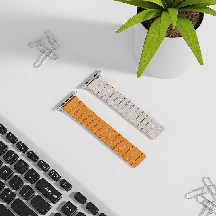 For Apple Watch SE 2022 40mm Two Color Loop Magnetic Silicone Watch Band(Orange+Starlight) - Watch Bands by PMC TechLife | Online Shopping South Africa | PMC TechLife