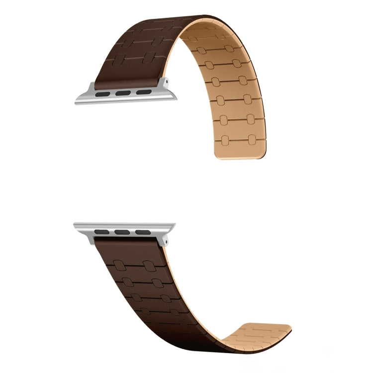 For Apple Watch SE 2022 44mm Two Color Loop Magnetic Silicone Watch Band(Dark Brown+Light Brown) - Watch Bands by PMC TechLife | Online Shopping South Africa | PMC TechLife