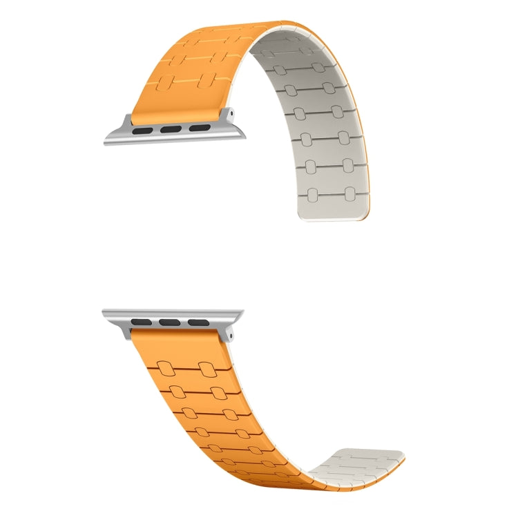 For Apple Watch Series 3 42mm Two Color Loop Magnetic Silicone Watch Band(Orange+Starlight) - Watch Bands by PMC TechLife | Online Shopping South Africa | PMC TechLife