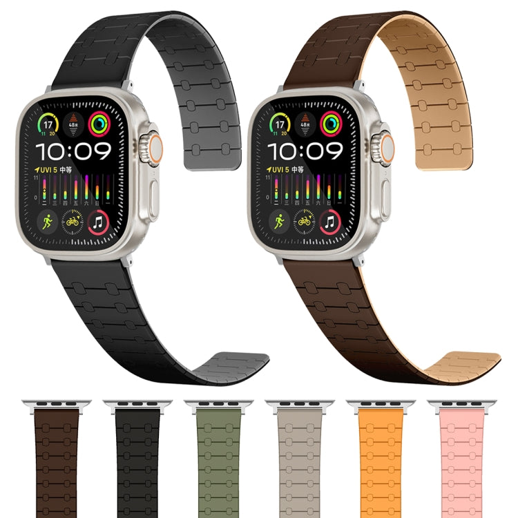 For Apple Watch Series 8 45mm Two Color Loop Magnetic Silicone Watch Band(Green+Grey) - Watch Bands by PMC TechLife | Online Shopping South Africa | PMC TechLife