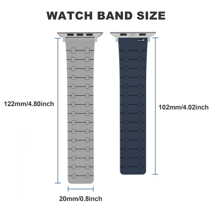 For Apple Watch Series 8 45mm Two Color Loop Magnetic Silicone Watch Band(Khaki+Light Green) - Watch Bands by PMC TechLife | Online Shopping South Africa | PMC TechLife