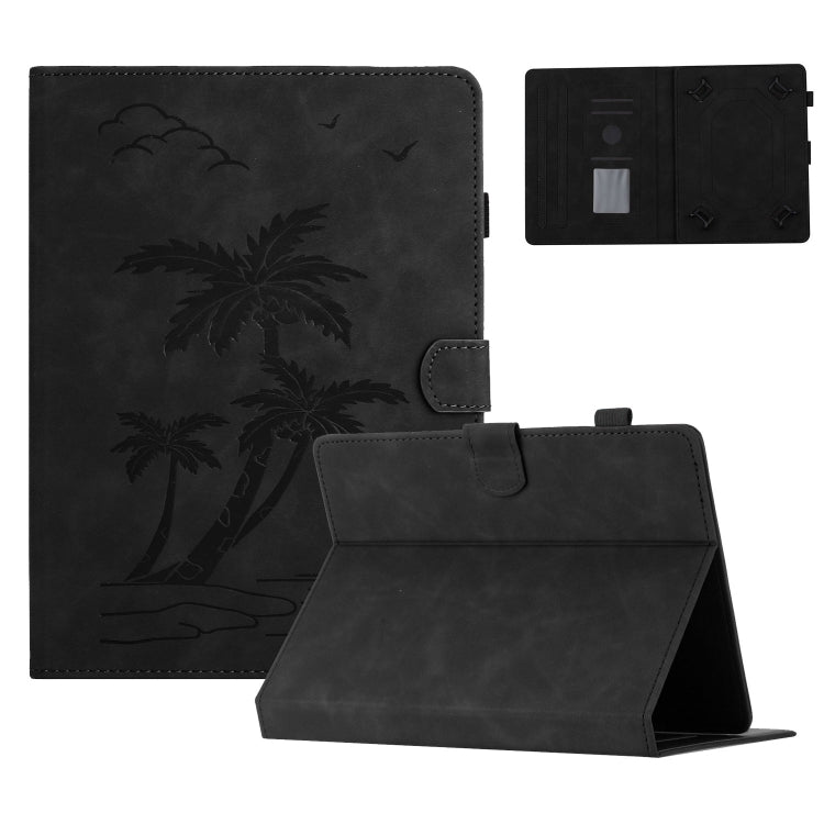 For 10 inch Universal Coconut Tree Embossed Leather Tablet Case(Black) - 10 - 11 inch by PMC TechLife | Online Shopping South Africa | PMC TechLife | Buy Now Pay Later Mobicred