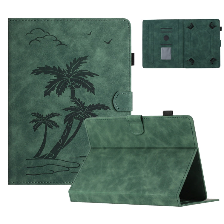 For 10 inch Universal Coconut Tree Embossed Leather Tablet Case(Green) - 10 - 11 inch by PMC TechLife | Online Shopping South Africa | PMC TechLife | Buy Now Pay Later Mobicred