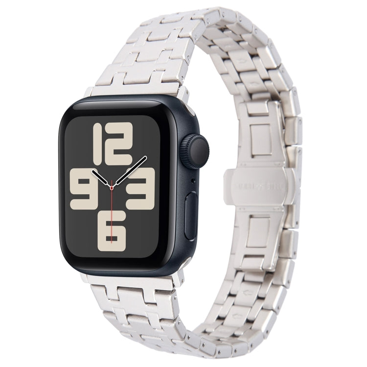 For Apple Watch SE 2023 40mm Double T Stainless Steel Watch Band(Starlight) - Watch Bands by PMC TechLife | Online Shopping South Africa | PMC TechLife