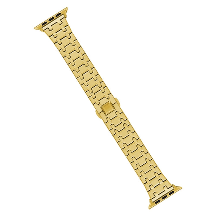 For Apple Watch Ultra 2 49mm Double T Stainless Steel Watch Band(Gold) - Watch Bands by PMC TechLife | Online Shopping South Africa | PMC TechLife