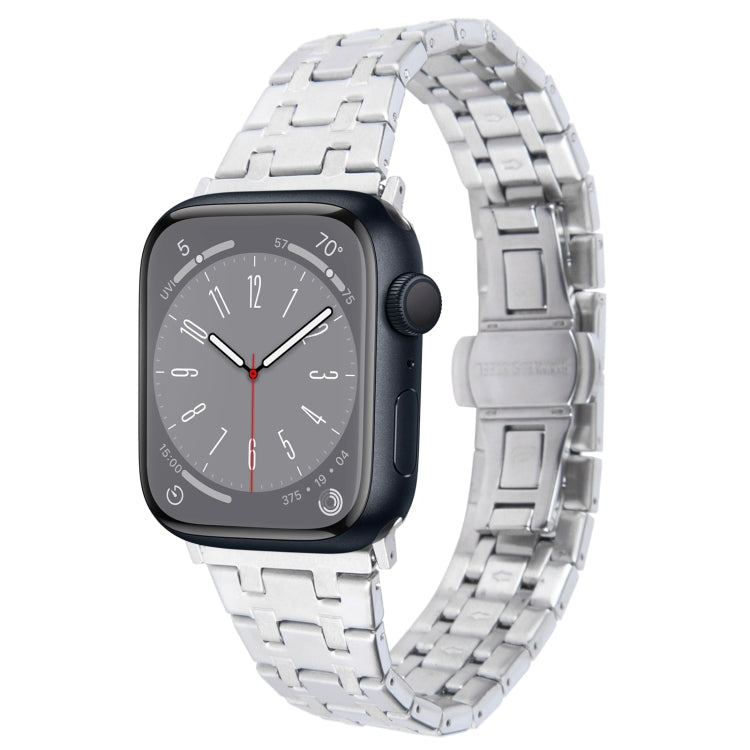 For Apple Watch Series 8 41mm Double T Stainless Steel Watch Band(Silver) - Watch Bands by PMC TechLife | Online Shopping South Africa | PMC TechLife