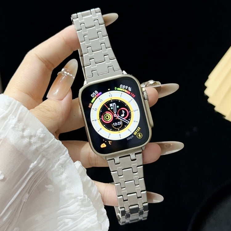 For Apple Watch Series 8 41mm Double T Stainless Steel Watch Band(Silver) - Watch Bands by PMC TechLife | Online Shopping South Africa | PMC TechLife
