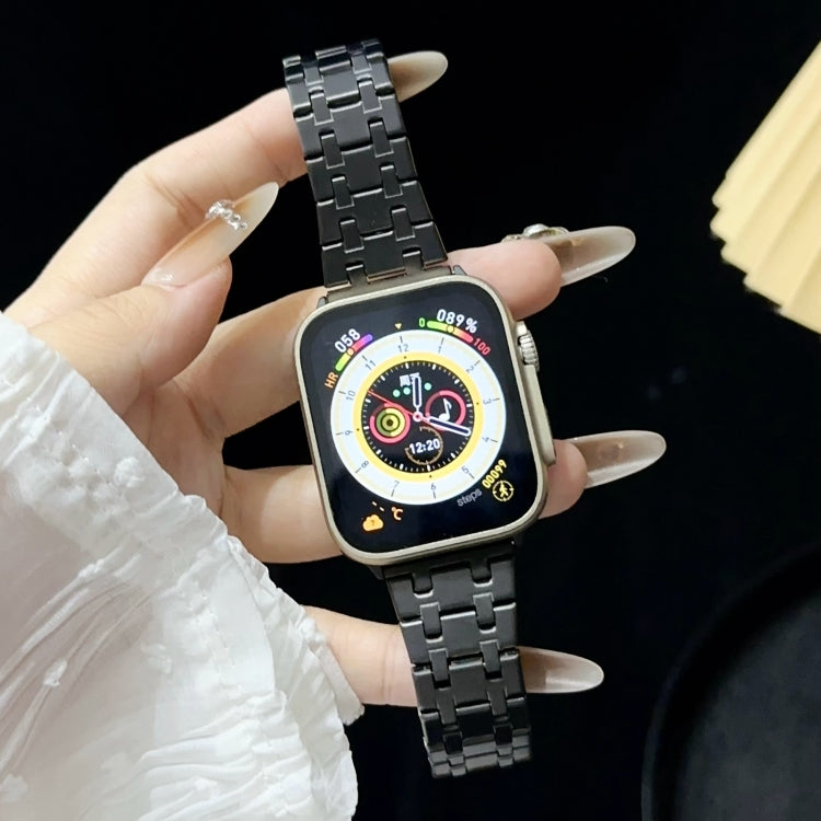 For Apple Watch SE 2022 40mm Double T Stainless Steel Watch Band(Black) - Watch Bands by PMC TechLife | Online Shopping South Africa | PMC TechLife | Buy Now Pay Later Mobicred